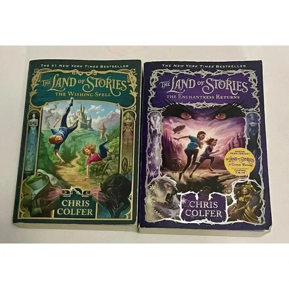 2 Book Lot The Land Of Stories Chris Colfer Wishing Spell &‎ Enchantress Returns